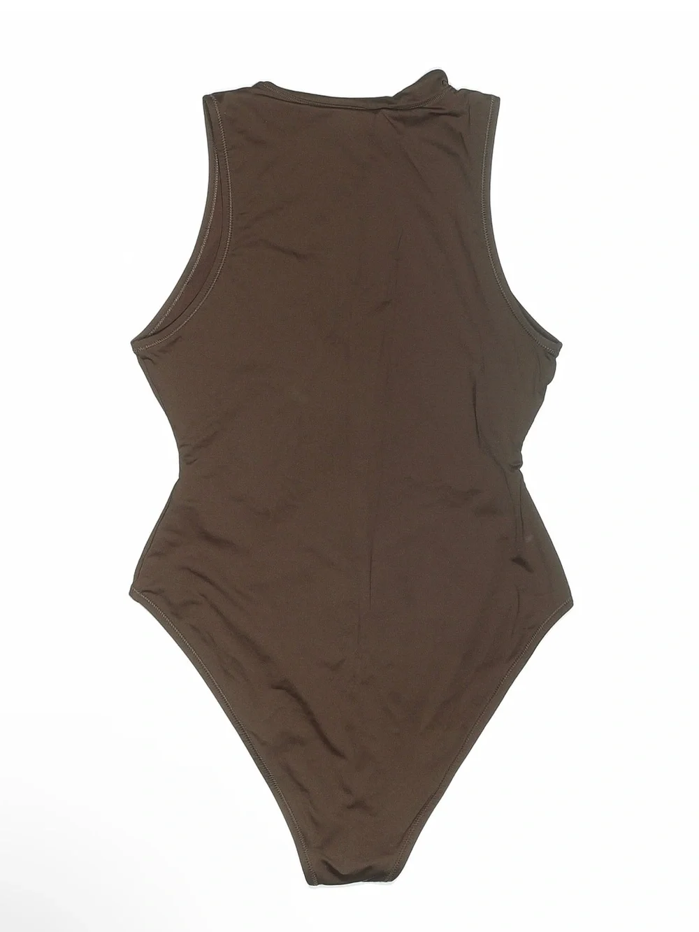 Skims Swim Zip Front Sleeveless One Piece - Cocoa